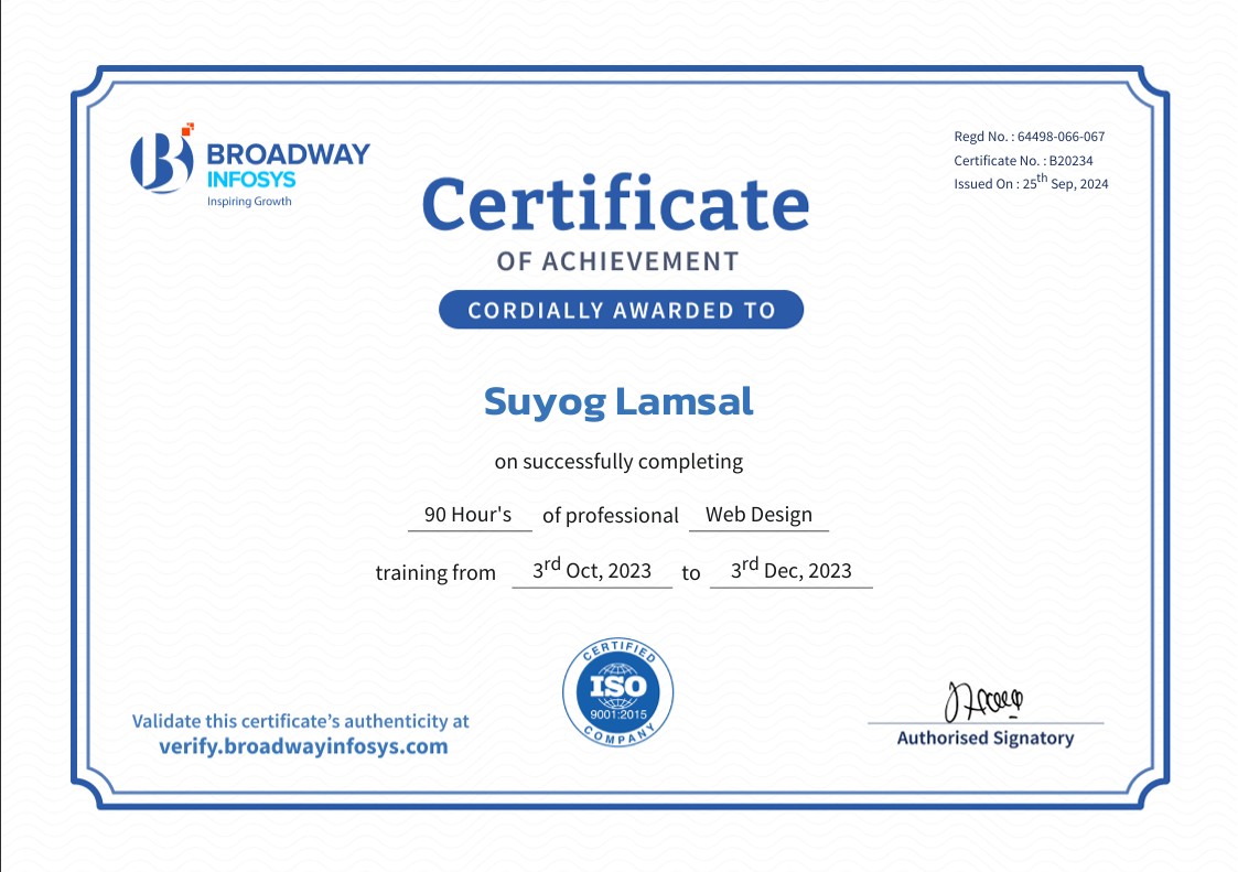  Web Design Certificate